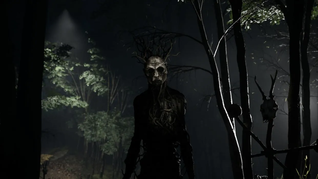 Gameplay A.I.L.A menunjukkan suasana horor psikologis dengan pencahayaan dramatis