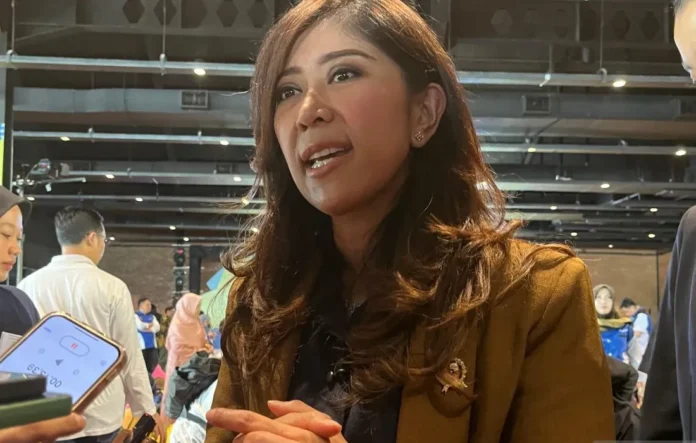 Menteri Komunikasi dan Informatika Meutya Hafid berbicara dalam acara sosialisasi terkait PP Tunas tentang perlindungan anak di dunia digital