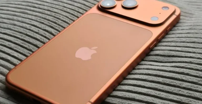 Ilustrasi konsep desain iPhone 18 Pro dengan tampilan samping dan belakang yang mirip generasi sebelumnya, latar belakang gelap futuristik.