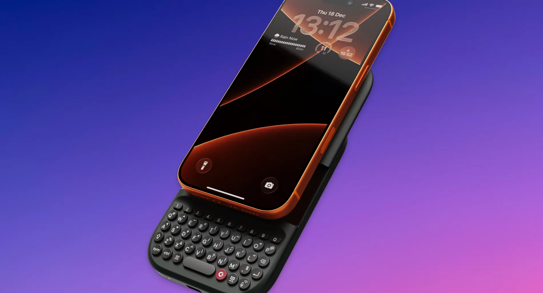 The Clicks Power Keyboard attached to an iPhone