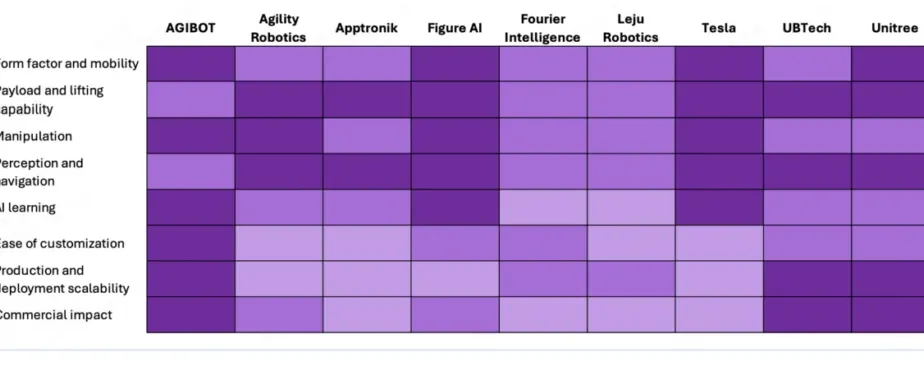 Grafik pangsa pasar robot humanoid global 2025