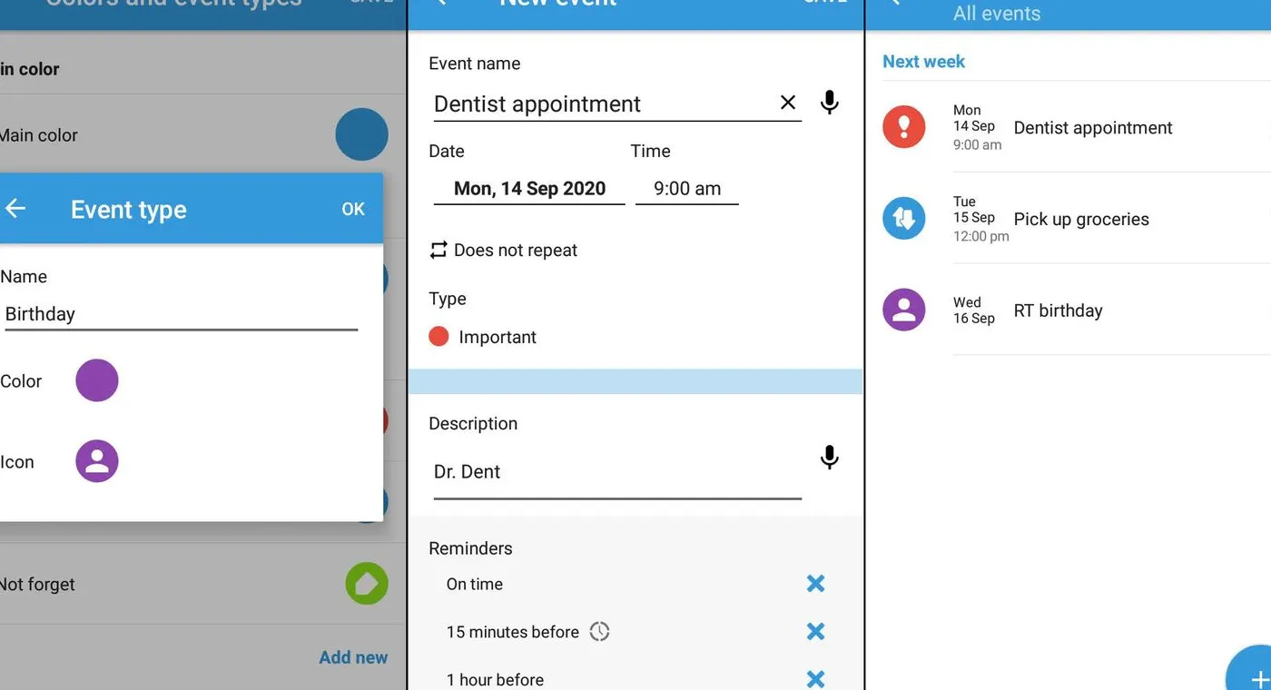 Color code and edit events in Task Agenda