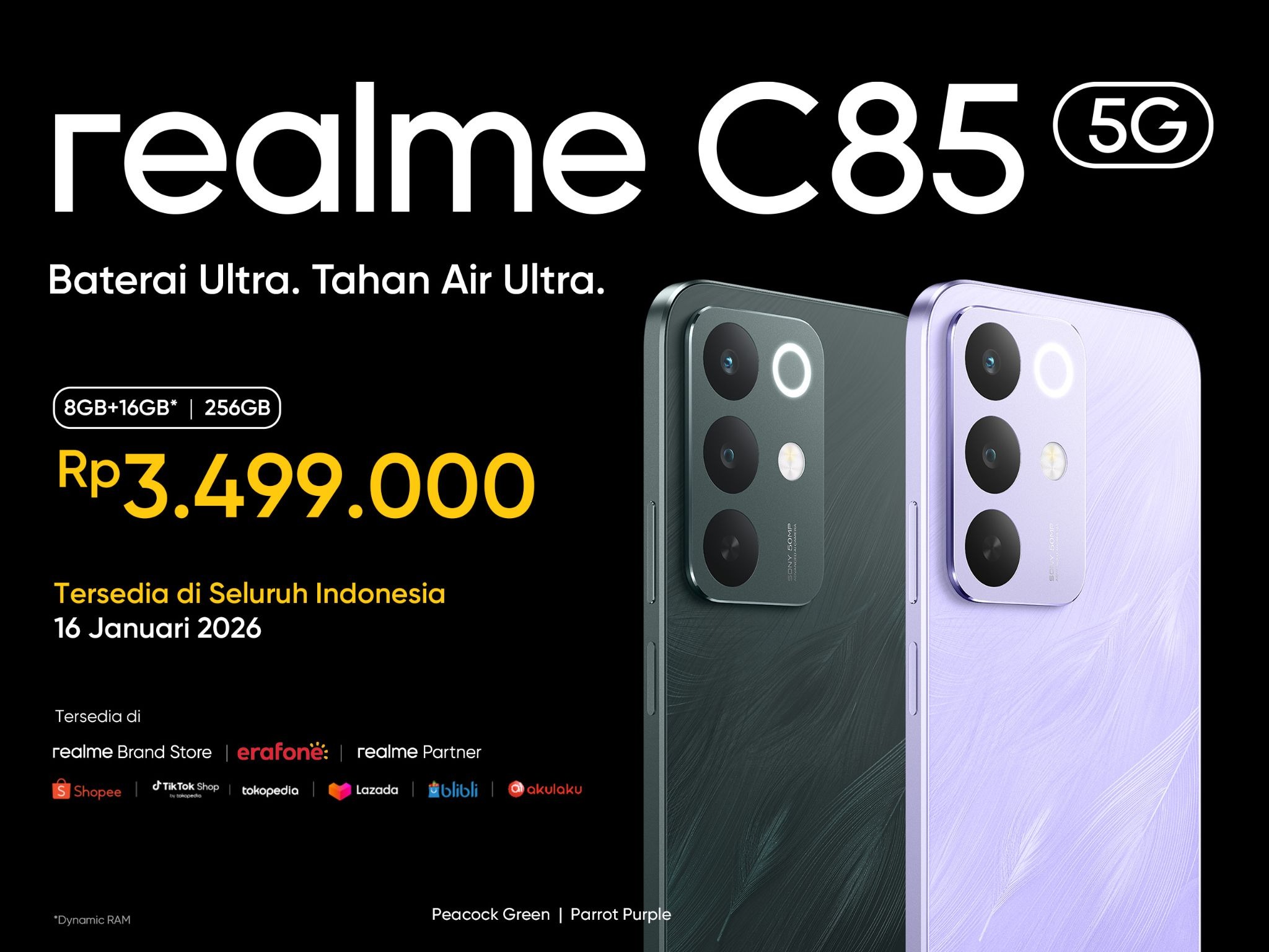 Content image for article: realme C85 5G Rilis: Smartphone Waterproof Terbaik, Baterai 7000mAh!